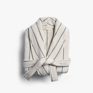 Parachute - Turkish Cotton Pinstripe Robe M Parchment & Cove - Parchment & Cove